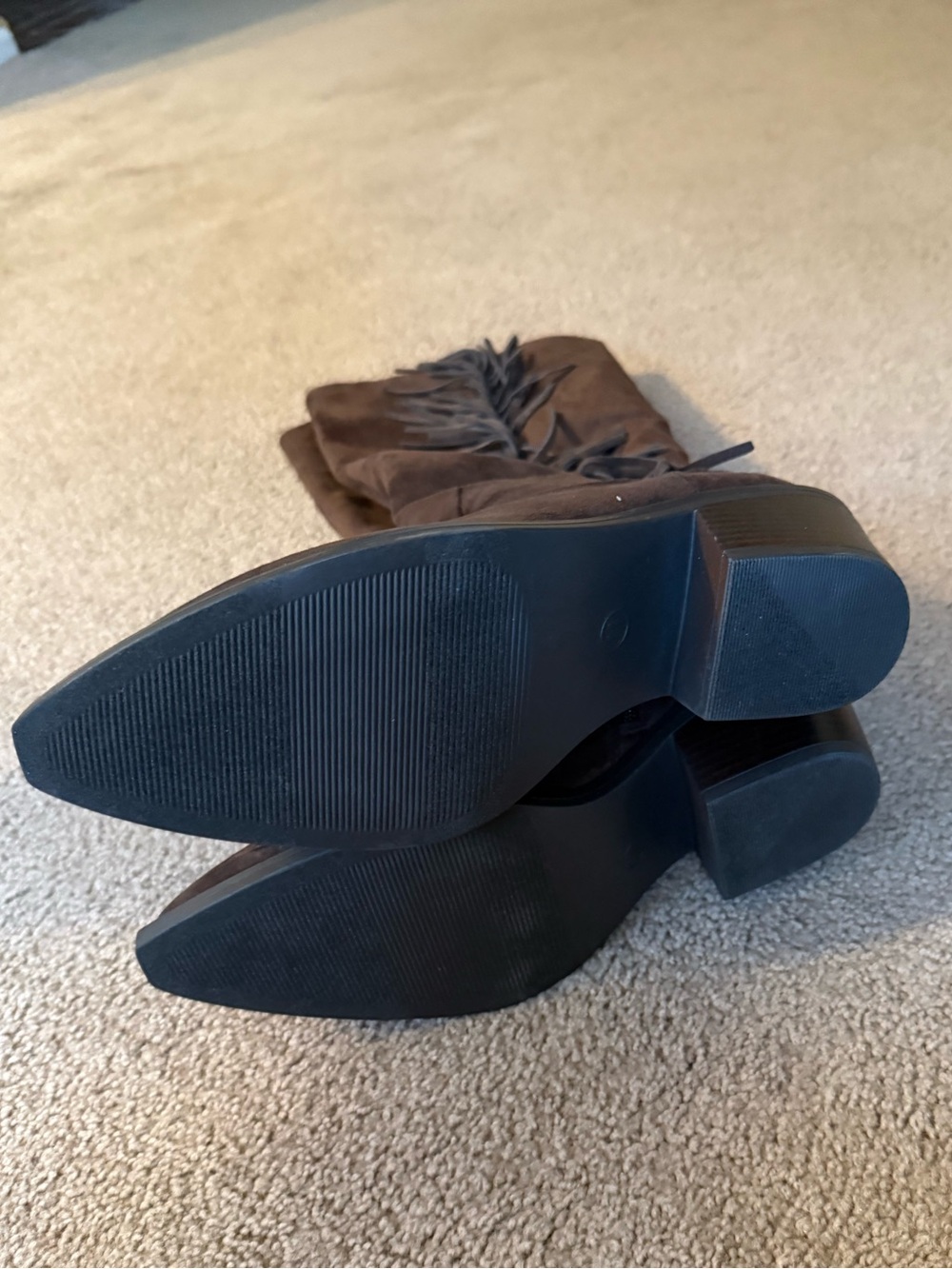 Universal Thread Brown Suede Over-the-Knee Fringe Boots - Picture 4 of 5